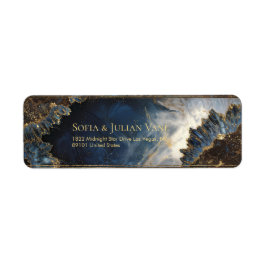 Étiquette Papier à en-tête géode cristal feuille d'or indigo