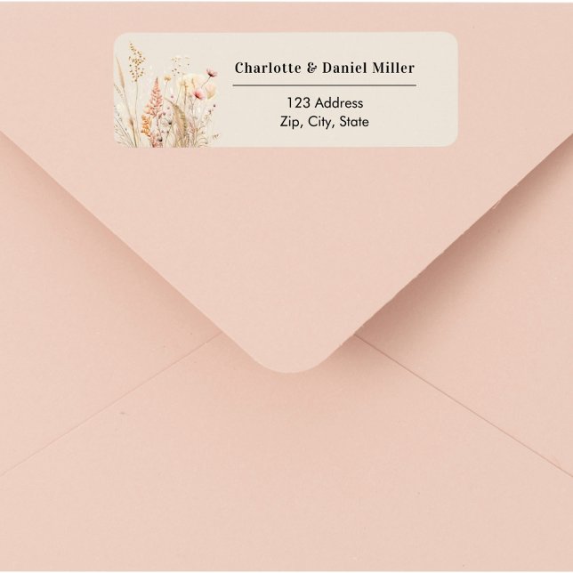 Étiquette Papier à lettres retour adresse beige rose fleur s (Créateur téléchargé)