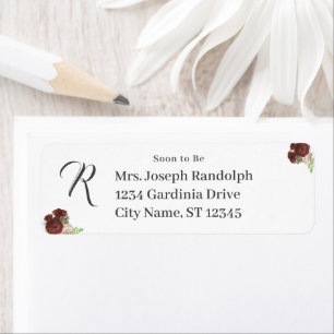 Étiquette Papier à monogramme avec rose de Bourgogne en cors