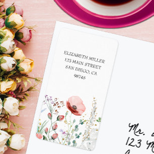 Étiquette Papier aquarelle Fleurs sauvages Adresse de retour