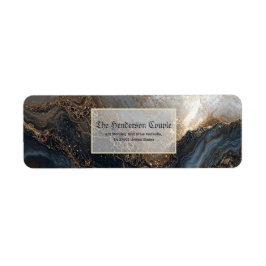 Étiquette Papier Indigo Doré Agate Adresse de l'expéditeur