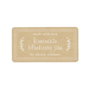 Étiquette Papier Kraft de confiture de bleuet rustique fait 