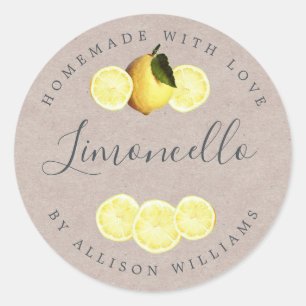 Étiquette papier Limoncello Kraft fait maison sur