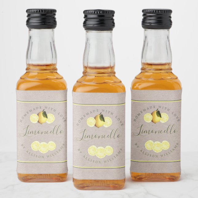Étiquette papier Limoncello Kraft fait maison sur  (Bouteilles)