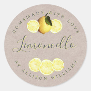 Étiquette papier Limoncello Kraft fait maison sur