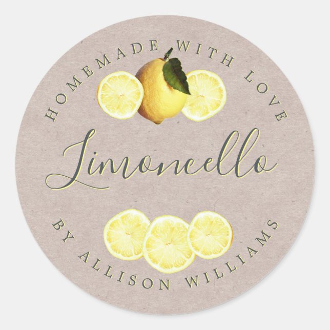 Étiquette papier Limoncello Kraft fait maison sur  (Devant)
