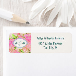 Étiquette Papier Monogrammé d'Adresse de Retour d'Hortensia