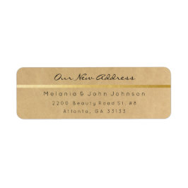 Étiquette Papier naturel Black Gold Kraft Nouvelle adresse R