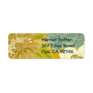 Étiquette Papier peint vintage Floral, Turquoise Vert & Brow