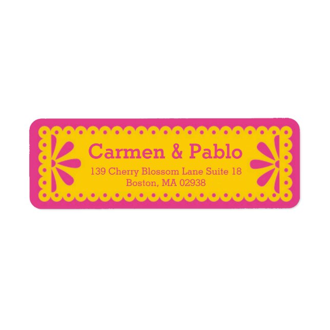 Étiquette Papier Picado Colorful Mariage mexicain (Devant)