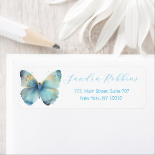 Étiquette Papillon bleu romantique