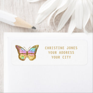 Étiquette papillon de parties scintillant pastel
