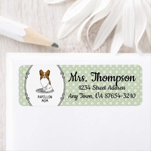 Étiquette Papillon Maman Pap Maman (blanc & sable) Mignonne  (En situation)