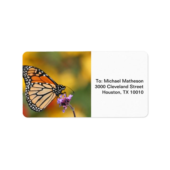 Étiquette Papillon monarque à la recherche de pollen (Devant)