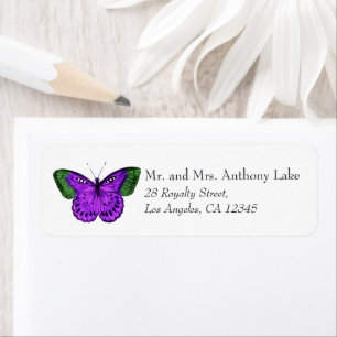 Étiquette Papillon pourpre et vert