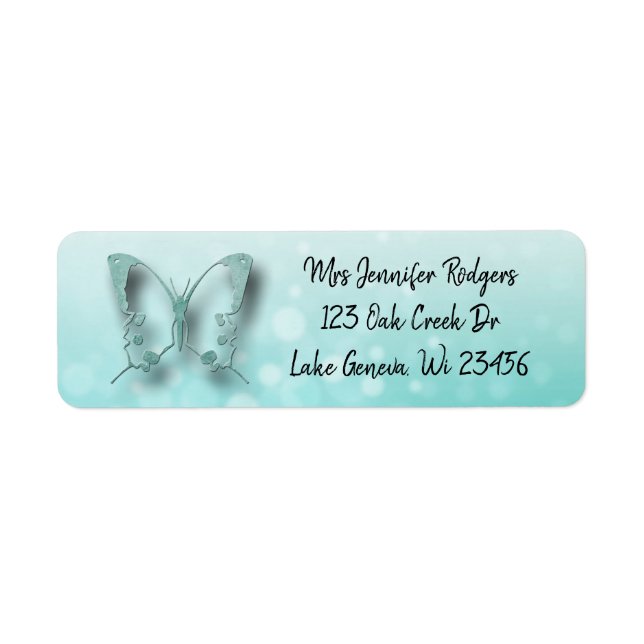 Étiquette Papillon turquoise (Devant)