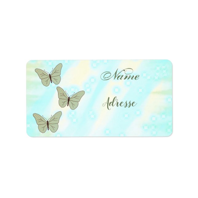 Étiquette Papillon vert personnalisé (Devant)