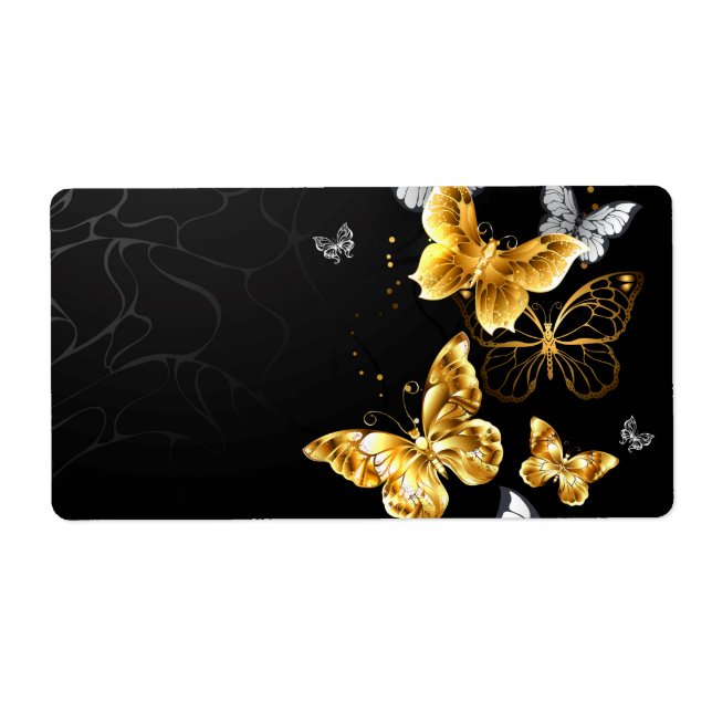 Étiquette Papillons blancs et dorés (Devant)