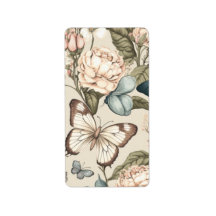 Papillons et fleurs pastel