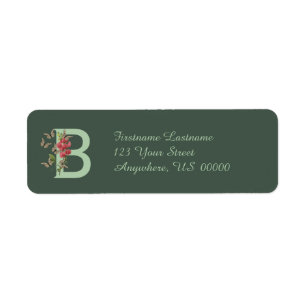 Étiquette Papillons Monogramme Initiale B Adresse de Retour 
