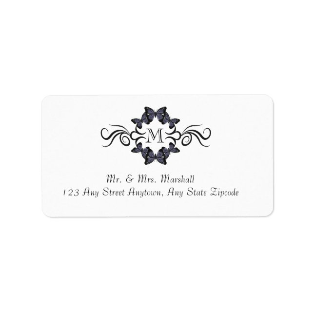 Étiquette Papillons Monogrammés (Devant)