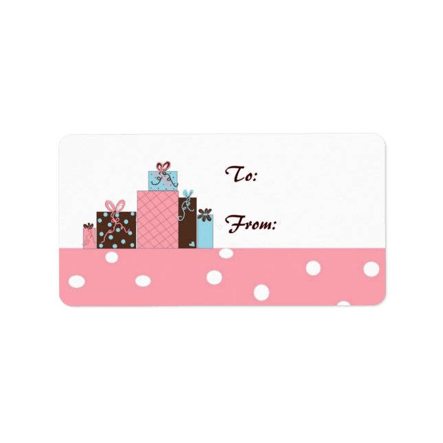 Étiquette Paquets Brown rose, bleu et chocolat (Devant)