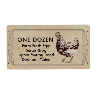 Étiquette Parchemin Vintage Hen Egg Carton Fancy Bordure