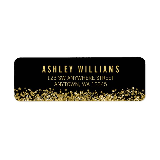 Étiquette Parties scintillant Black Faux Gold (Devant)