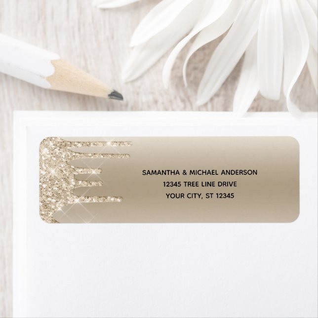 Étiquette Parties scintillant Champagne Drift Glam Trendy Ad (En situation)