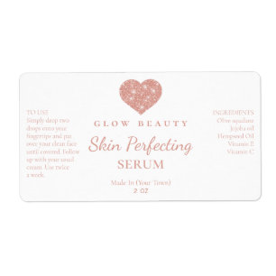 Étiquette Parties scintillant Coeur rose mignon Logo  Serum 