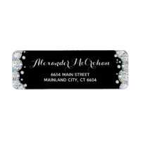Parties scintillant diamant noir et argent Adresse