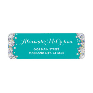 Étiquette Parties scintillant Diamond Turquoise et Silver Ad