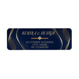 Étiquette Parties scintillant d'or bleu chic frais Retourner