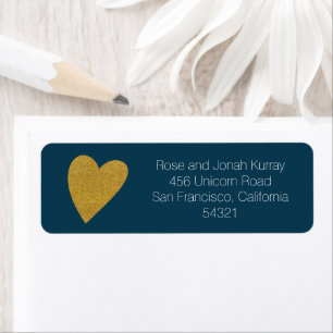 Étiquette Parties scintillant d'or minimaliste Heart Blue Ad
