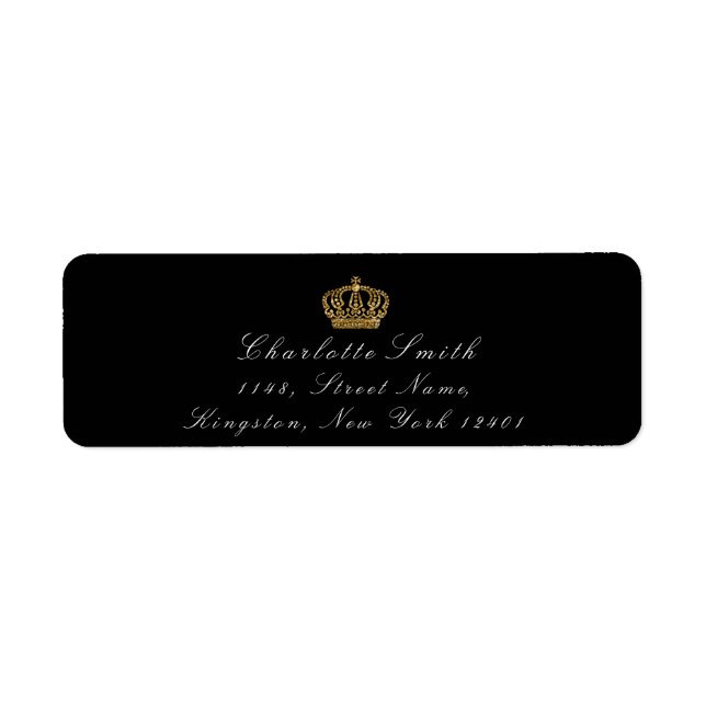 Étiquette Parties scintillant d'or RSVP Couronne Princesse n (Devant)