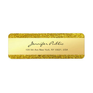 Étiquette Parties scintillant dorée Glamor manuscrite Nom du