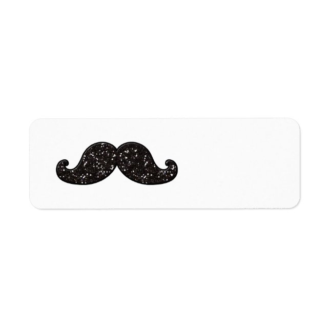 Étiquette Parties scintillant NOIRE AMUSANTE MUSTACHE (Devant)