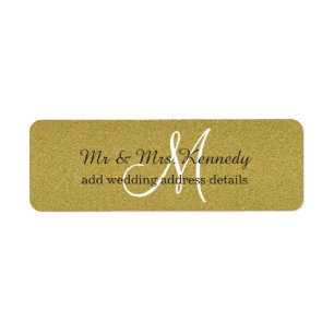 Étiquette Parties scintillant or Monogramme Mariage Adresse
