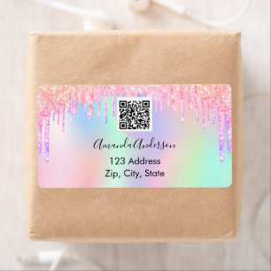 Étiquette Parties scintillant rose gouttes de code qr entrep