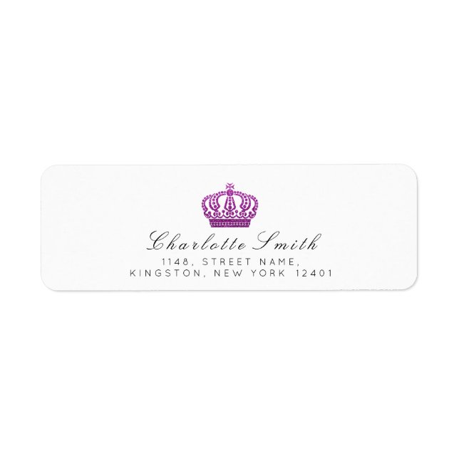 Étiquette Parties scintillant rose magenta RSVP Couronne pri (Devant)