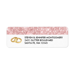 Étiquette Parties scintillant rose moderne et bague Mariage 