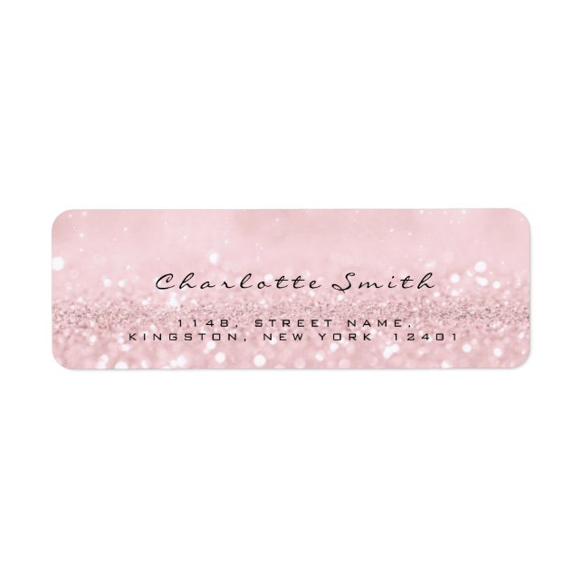 Étiquette Parties scintillant rose pâle RSVP Retourner les é (Devant)