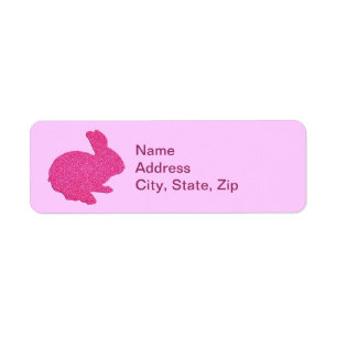 Étiquette Parties scintillant rose Silhouette Bunny Étiquett