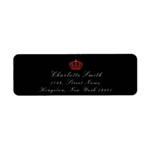 Étiquette Parties scintillant rouge rubis RSVP couronne prin