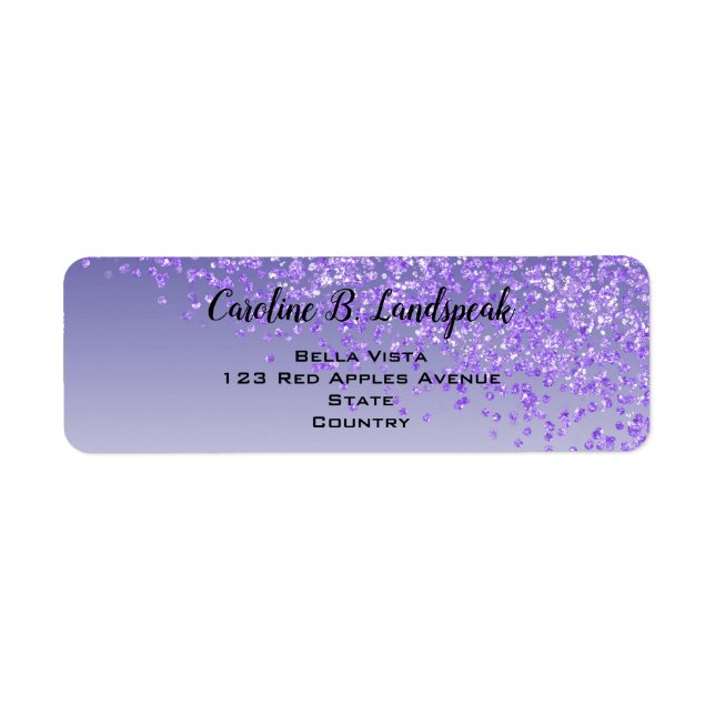 Étiquette Parties scintillant violet moderne Dégradé Adresse (Devant)