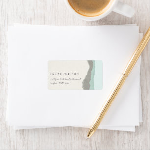 Étiquette Pastel Aqua Grey Kraft Mountain Wave Adresse