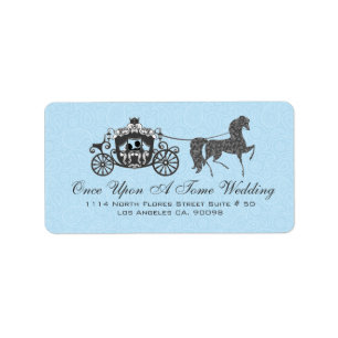 Étiquette Pastel Blue & Black Mariage Horse & Carriage