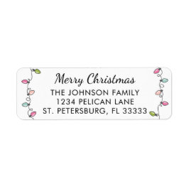 Étiquette Pastel Christmas Lights Holiday Adresse de retour