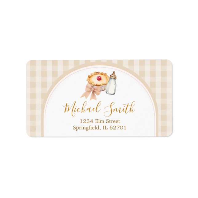 Étiquette Pastel Cutie Pie En vichy Fall Baby shower Adresse (Devant)