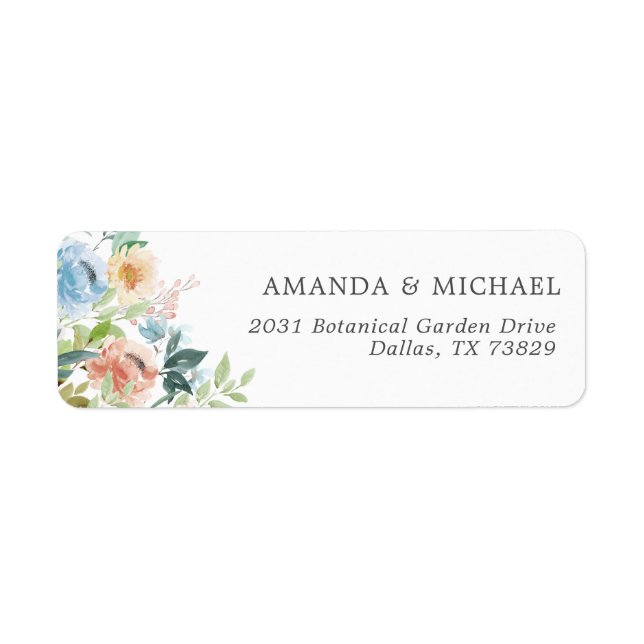 Étiquette Pastel Garden Floral Adresse de retour Label (Devant)